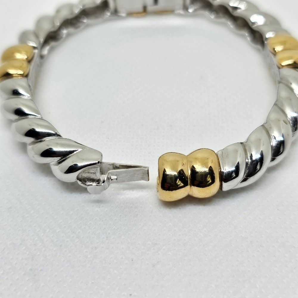 Givenchy Two Tone Gold Plated Bangle Bracelet 6.5" - image 5